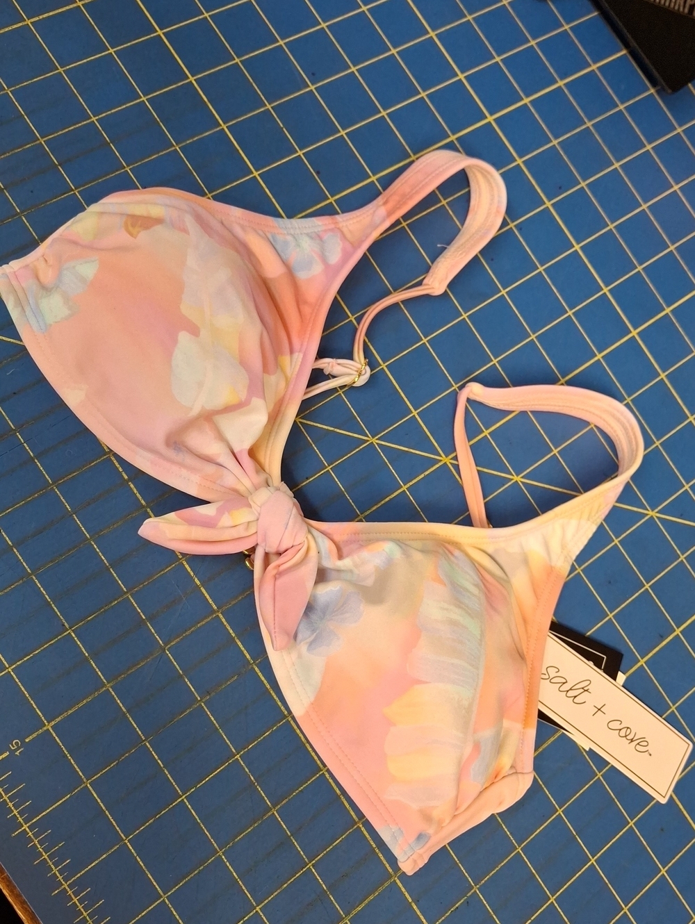 Salt + Cove Light Pink Bikini Top Pastel Floral Lining
